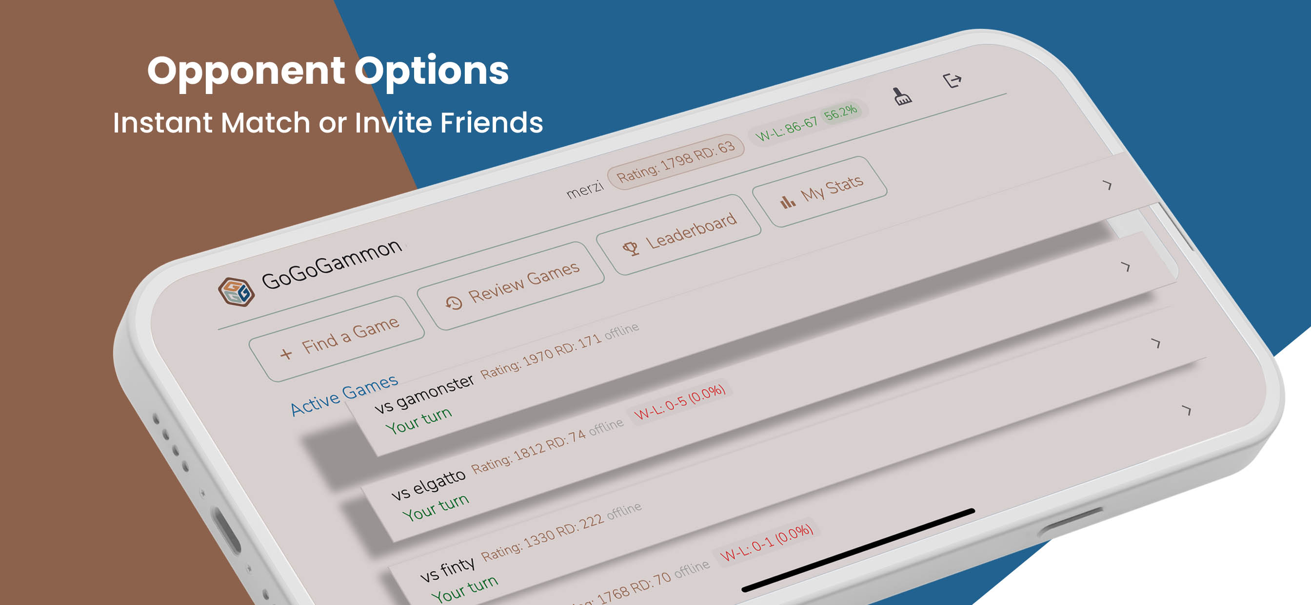 GoGoGammon App Screenshot